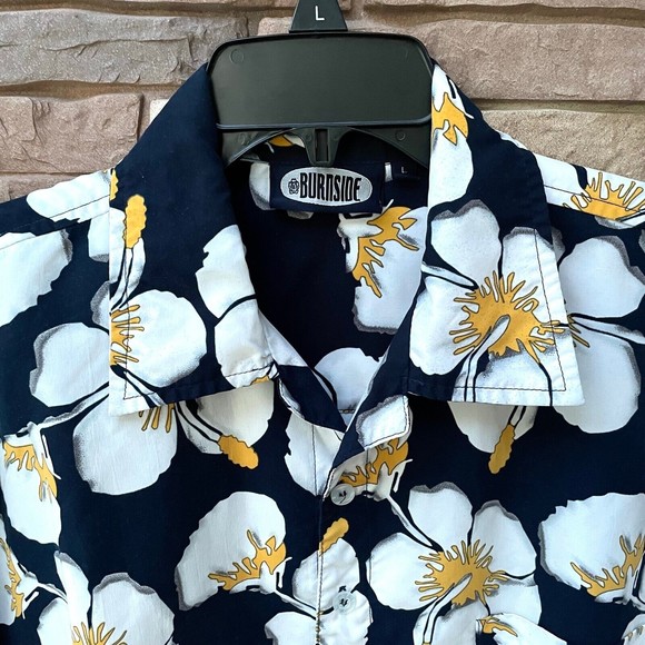 Aloha Hawaiian Tropical Large Tiki Burnside Floral Print Button Shirt - Picture 3 of 5